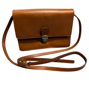 Patricia Nash Lanza Crossbody Brown Accordion Pocket Organizer Leather Bag Purse